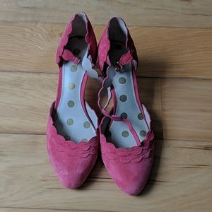 Pink Suede Boden Heels